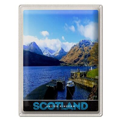 Cartel de chapa de viaje, 30x40cm, Escocia, isla, montañas, aguas
