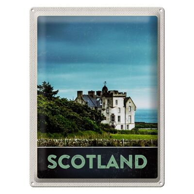 Cartel de chapa viaje 30x40cm Escocia Europa casa solariega blanca
