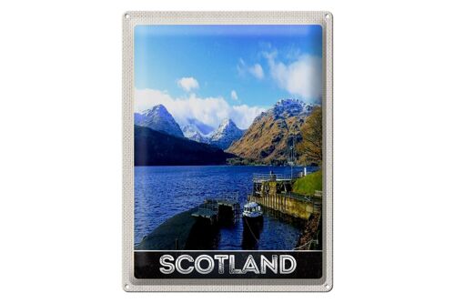 Blechschild Reise 30x40cm Schottland Insel Gebirge Schnee Trip