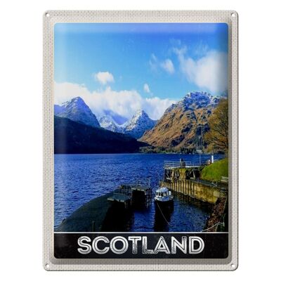 Blechschild Reise 30x40cm Schottland Insel Gebirge Schnee Trip