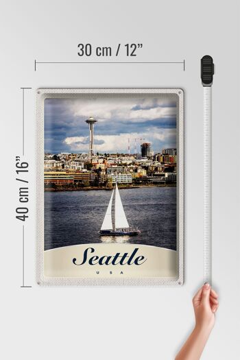 Signe en étain voyage 30x40cm, Seattle USA bateau bateau ville mer 4