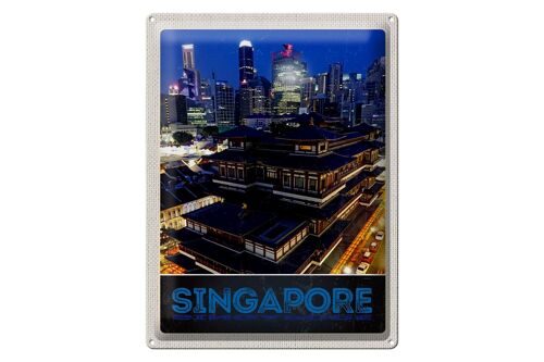 Blechschild Reise 30x40cm Singapur Stadt Asien Hochhaus Indien