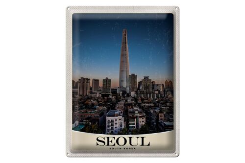Blechschild Reise 30x40cm Seoul Süd Korea Wolkenkratzer Stadt