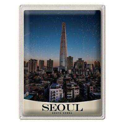 Blechschild Reise 30x40cm Seoul Süd Korea Wolkenkratzer Stadt