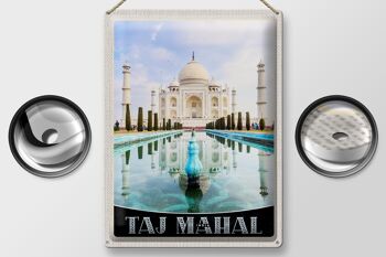 Panneau de voyage en étain, 30x40cm, Taj Mahal, mosquée du jardin avant de l'inde 2