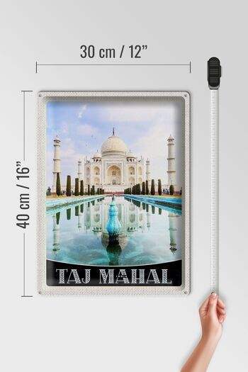 Panneau de voyage en étain, 30x40cm, Taj Mahal, mosquée du jardin avant de l'inde 4