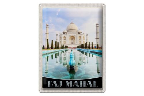 Blechschild Reise 30x40cm Taj Mahal Indien Vordergarten Moschee