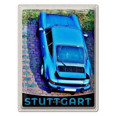 Plaque en tôle Voyage 30x40cm Stuttgart Allemagne véhicule bleu