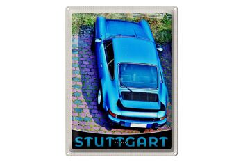 Plaque en tôle Voyage 30x40cm Stuttgart Allemagne véhicule bleu 1