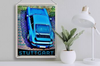 Plaque en tôle Voyage 30x40cm Stuttgart Allemagne véhicule bleu 3