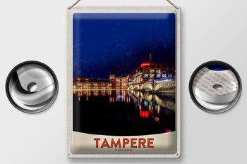 Signe en étain voyage 30x40cm, Tampere finlande Europe ville soirée 2