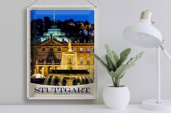 Panneau en étain voyage 30x40cm, soirée au château de Stuttgart, allemagne 3