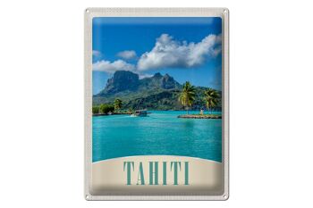 Plaque en tôle voyage 30x40cm Tahiti Amérique île bleu mer nature 1