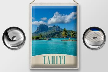 Plaque en tôle voyage 30x40cm Tahiti Amérique île bleu mer nature 2