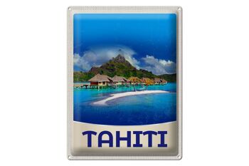 Signe en étain voyage 30x40cm, île de Tahiti, Amérique, vacances, soleil 1