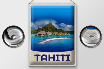 Signe en étain voyage 30x40cm, île de Tahiti, Amérique, vacances, soleil 2