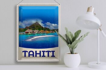 Signe en étain voyage 30x40cm, île de Tahiti, Amérique, vacances, soleil 3