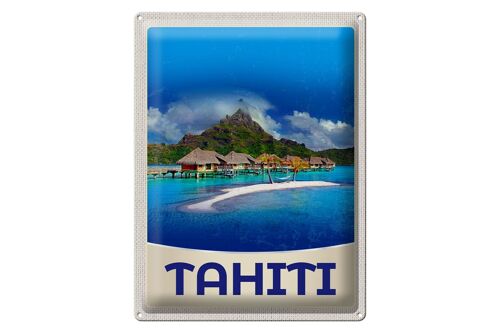 Blechschild Reise 30x40cm Tahiti Insel Amerika Urlaub Sonne