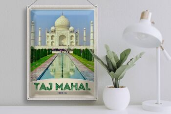 Plaque en tôle voyage 30x40cm Taj Mahal face 3