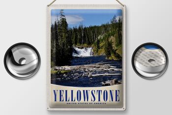 Signe en étain voyage 30x40cm, cascade de Yellowstone, montagnes, nature 2
