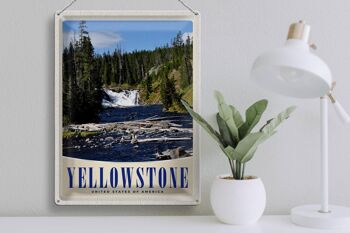 Signe en étain voyage 30x40cm, cascade de Yellowstone, montagnes, nature 3
