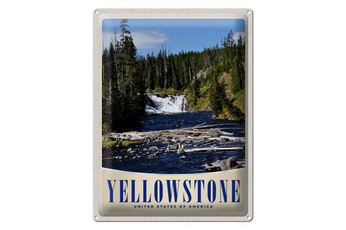 Blechschild Reise 30x40cm Yellowstone Wasserfall Gebirge Natur