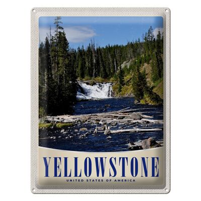 Targa in metallo da viaggio 30x40 cm Yellowstone Cascata Montagne Natura