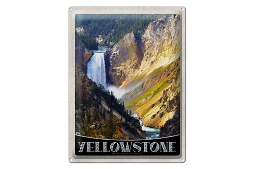 Blechschild Reise 30x40cm Yellowstone Wasserfall Fluss Natur