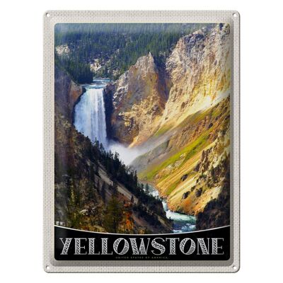 Targa in metallo da viaggio 30x40 cm Yellowstone Waterfall River Nature