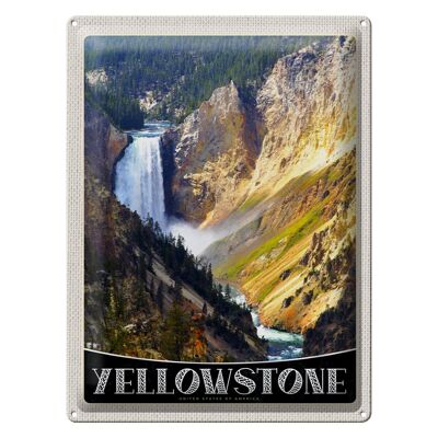 Panneau en étain voyage 30x40cm, cascade de Yellowstone, rivière Nature
