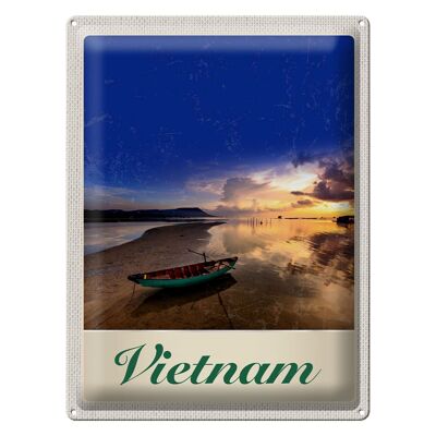 Cartel de chapa de viaje, 30x40cm, Vietnam, Asia, barco, mar, naturaleza, vacaciones