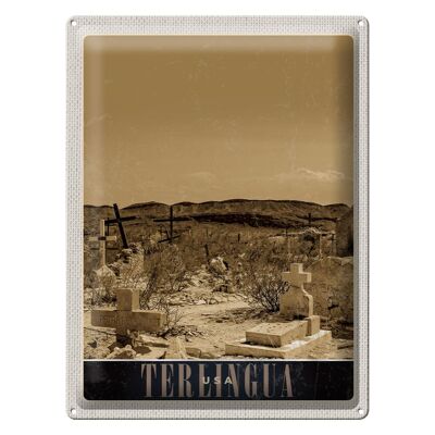 Panneau en étain voyage 30x40cm, Therlingua USA America Tombstone Desert