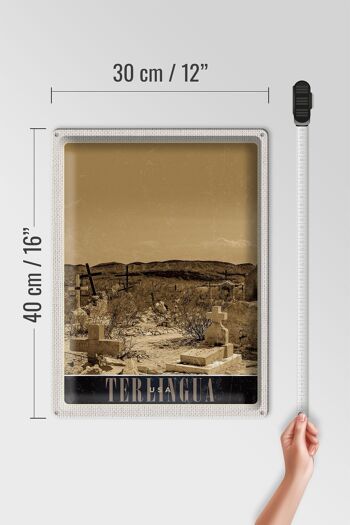 Panneau en étain voyage 30x40cm, Therlingua USA America Tombstone Desert 4