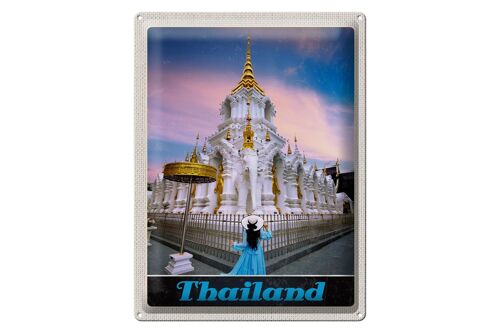 Blechschild Reise 30x40cm Thailand Wait Traimit golden Kloster