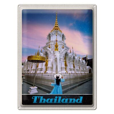 Targa in metallo da viaggio 30x40 cm Thailandia Wait Traimit monastero dorato