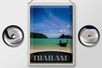 Signe en étain voyage 30x40cm, thaïlande, bateau de mer, montagnes, ciel 2