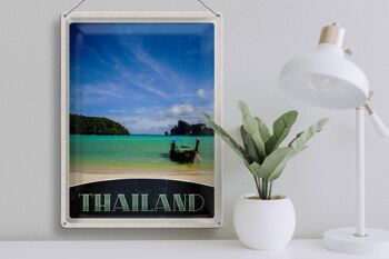 Signe en étain voyage 30x40cm, thaïlande, bateau de mer, montagnes, ciel 3