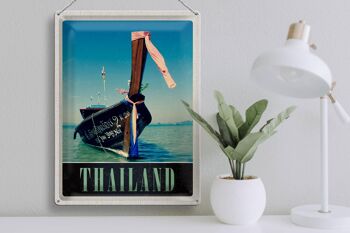 Panneau en étain voyage 30x40cm Thaïlande mer bleu mer bateau nature 3