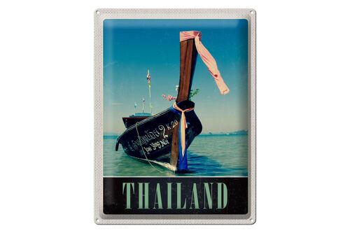 Blechschild Reise 30x40cm Thailand Meer blaues Meer Boot Natur