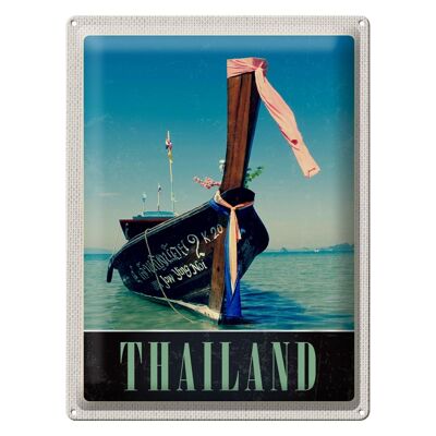 Cartel de chapa viaje 30x40cm Tailandia mar azul mar barco naturaleza