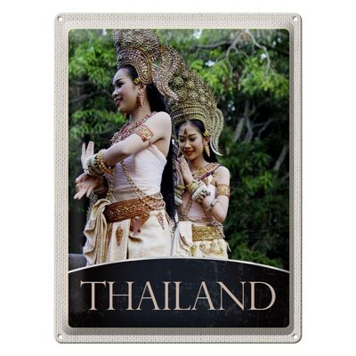 Cartel de chapa de viaje, 30x40cm, Tailandia, trópicos, naturaleza, mujer, religión