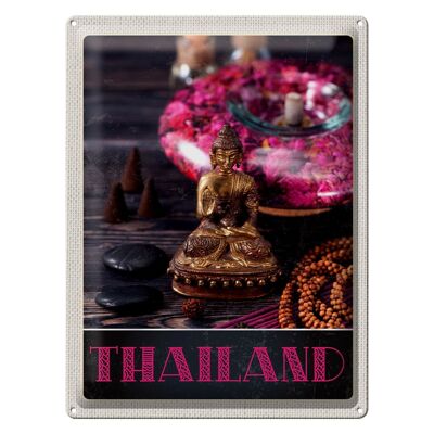 Targa in metallo da viaggio 30x40 cm Thailandia Asia Buddha Dio Religione