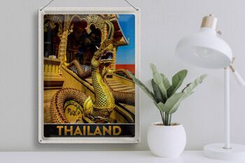 Panneau de voyage en étain, 30x40cm, thaïlande, asie, Dragon, Temple coloré 3