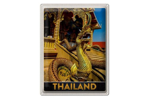 Blechschild Reise 30x40cm Thailand Asien Drachen bunt Tempel