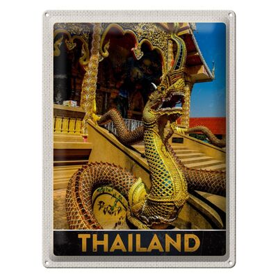 Blechschild Reise 30x40cm Thailand Asien Drachen bunt Tempel