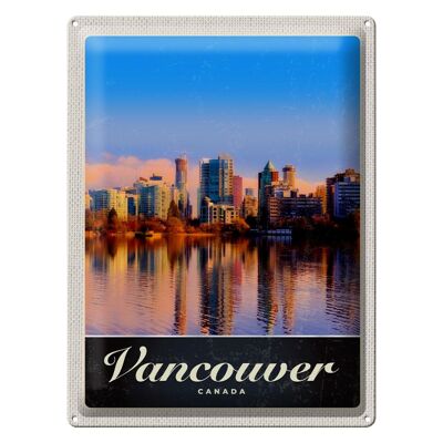 Targa in metallo da viaggio 30x40 cm Vancouver Canada mare grattacielo vacanza