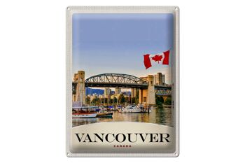 Signe en étain voyage 30x40cm, Vancouver Canada Sea Bridge vacances 1