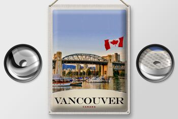 Signe en étain voyage 30x40cm, Vancouver Canada Sea Bridge vacances 2