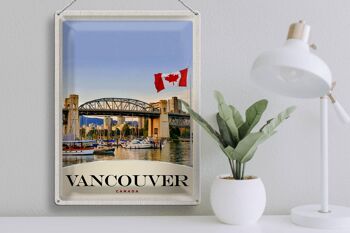 Signe en étain voyage 30x40cm, Vancouver Canada Sea Bridge vacances 3