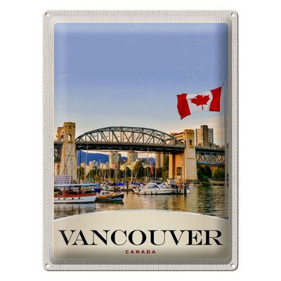 Targa in metallo da viaggio 30x40 cm Vancouver Canada Sea Bridge Vacation